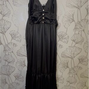 Altar'd State Black Maxi Dress with Button Detail